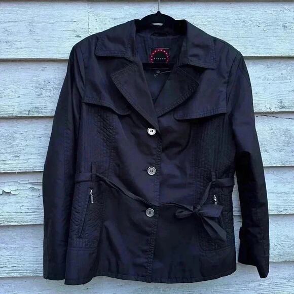 Giacca button down, Belted Trench Jacket Mid Length rain, resistant, Size LARGE - Picture 1 of 4